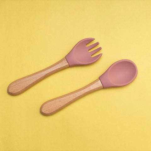 SILICON & WOODEN SPOON & FORK