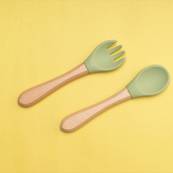 SILICON & WOODEN SPOON & FORK