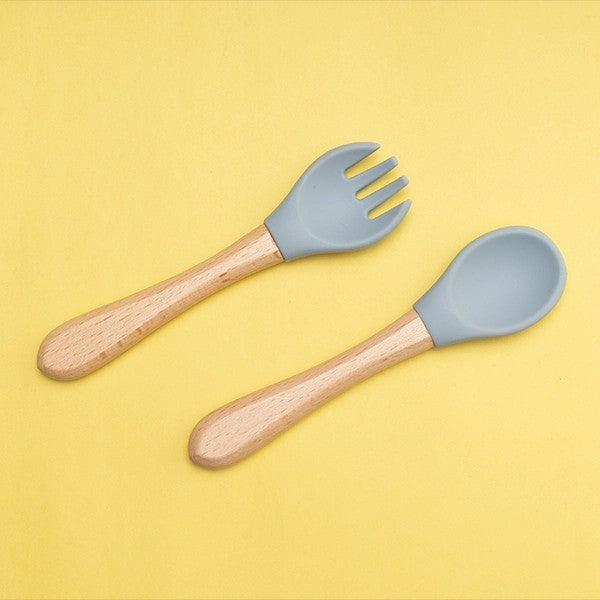 SILICON & WOODEN SPOON & FORK