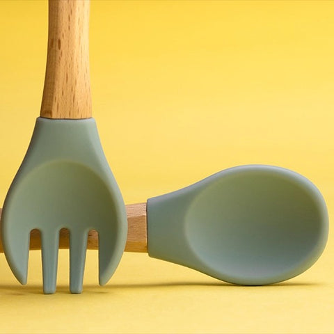 SILICON & WOODEN SPOON & FORK