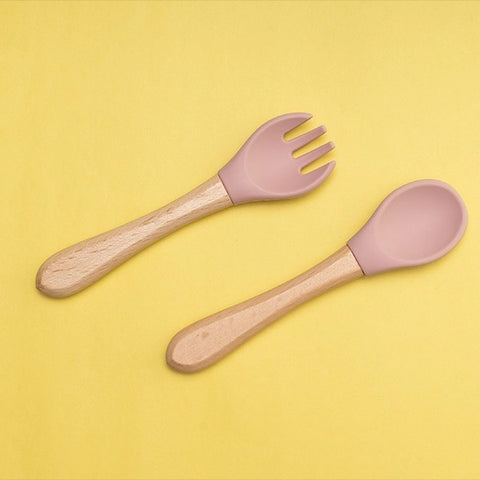 SILICON & WOODEN SPOON & FORK