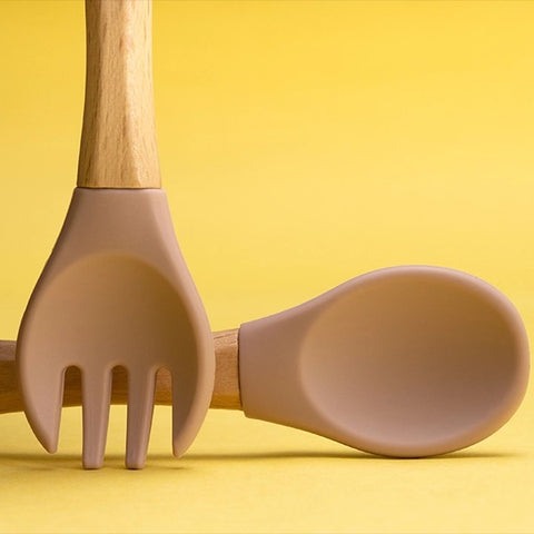 SILICON & WOODEN SPOON & FORK