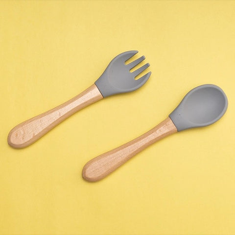 SILICON & WOODEN SPOON & FORK