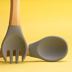 SILICON & WOODEN SPOON & FORK