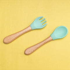 SILICON & WOODEN SPOON & FORK