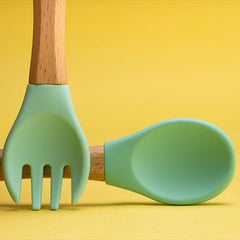 SILICON & WOODEN SPOON & FORK