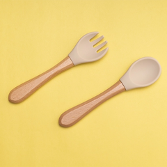 SILICON & WOODEN SPOON & FORK