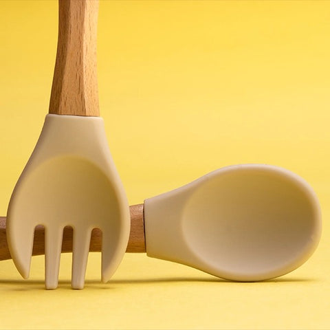 SILICON & WOODEN SPOON & FORK