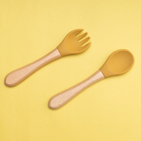 SILICON & WOODEN SPOON & FORK