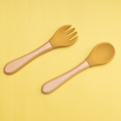 SILICON & WOODEN SPOON & FORK