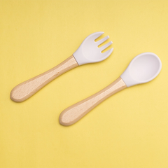 SILICON & WOODEN SPOON & FORK